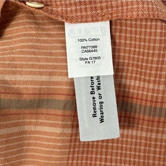 MADEWELL Plaid Peach Morningview V-neck  Button Front Blouse Top Sz XS - Picture 6 of 13